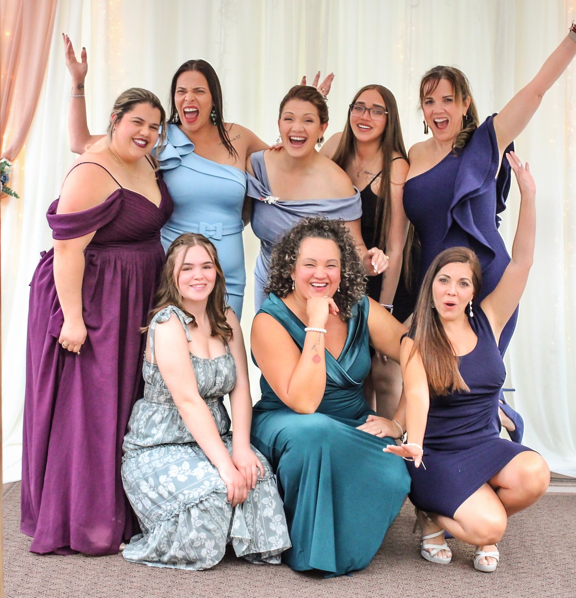 Wedding party celebrating together